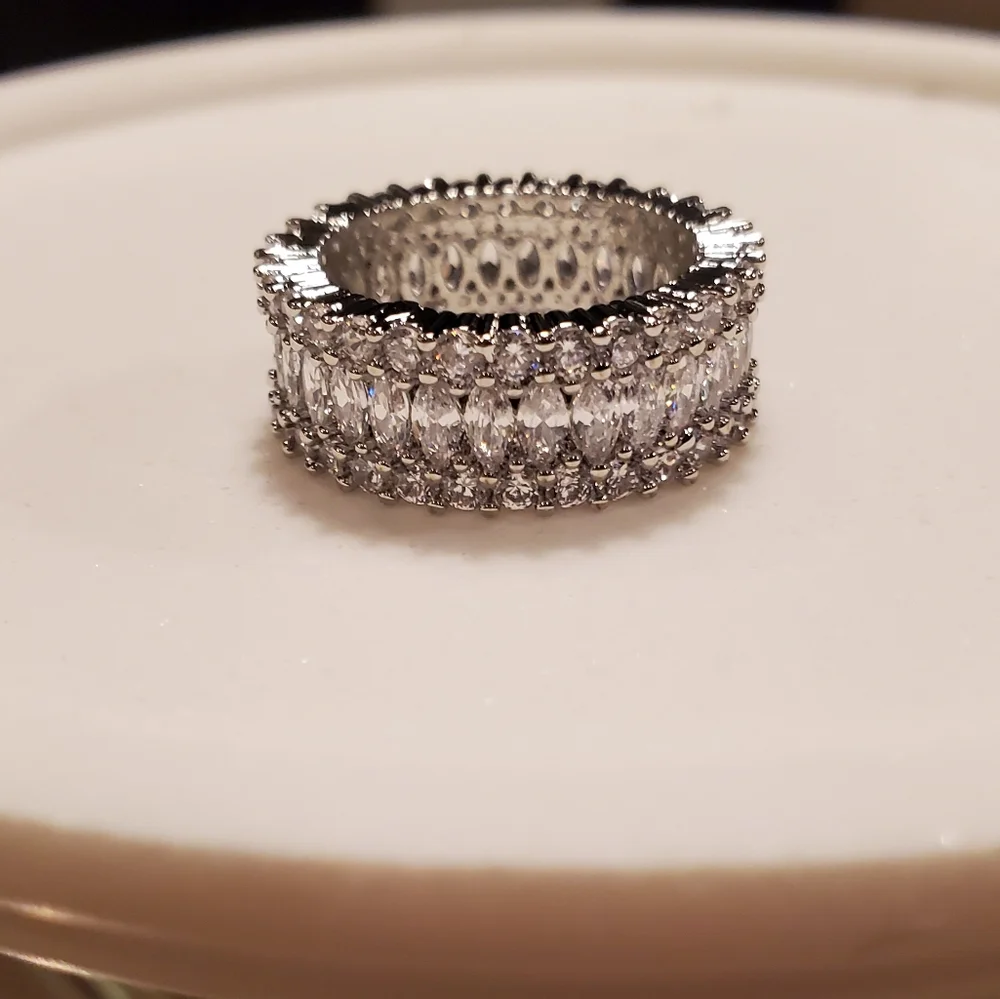 Diamond baguette crown ring with 925 band - Picture 5 of 7